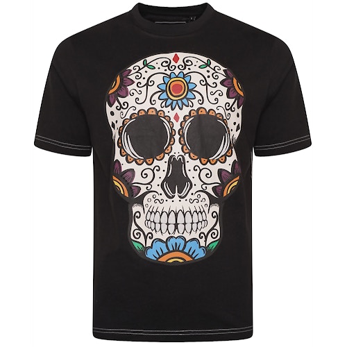 KAM Farbiges Totenkopf-T-Shirt Schwarz